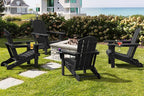 SERWALL HDPE Folding Adirondack Chair with Dual Cup Holder - Composite Adirondack Chair Set of 8- Black