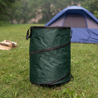 Wakeman Outdoor Trash Can - 46-Gallon Collapsible Garbage Can with 3 Stakes - Pop Up Trash Bin for Camping, Storage, or Yard Waste Outdoors (Green)