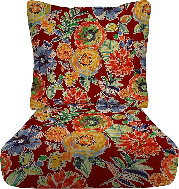 RSH DECOR Deep Seating Cushion with Pillow Back | 23.5” x 25” Seat | Water and Fade-Resistant Spun Fabric | Outdoor Chair Cushion Set for Patio Furniture | Colsen Berry