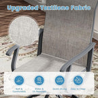 DIFY 7 Pieces Outdoor Patio Dining Set, 6 Grey Textilene Swivel Dining Chairs and 47.2" Grey Round Dining Table, Metal Outdoor Table and Chairs