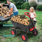 1200lbs Garden Dump Cart,Ultym Heavy Duty 7 Cu.Ft Trailer Dump Cart with Hitch,Garden Dump Wagon with 13" All Terrain Wheels & 2-in-1 Handle,Tow Behind for Lawn Mower Tractor ATV