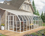 Palram Canopia Rion Sun Room 8 Ft. x 20 Ft. Solarium, Lean-to Greenhouse DIY Kit, Attach to House, Large Twin Wall Polycarbonate, 100% UV Protection for Porch, Patio Outdoors with Window Vent (White)