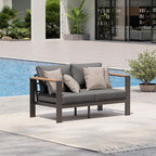 Aluminum Outdoor Patio Furniture Loveseat, All-Weather Outdoor Patio Sofa with Washable Thick Cushion, Patio Sofa Couch for Porch, Balcony, Deck, Yard, Graphite