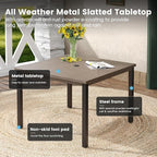 DIFY 40.2" Square Patio Dining Table for 4, Outdoor Metal Dining Table with 1.57" Umbrella Hole for Backyard Lawn Garden, Grey Wood-Like