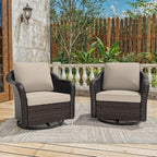 Vista Vibe Outdoor Patio 360 Degree Swivel Glider Rocker Chairs Set of 2, Washable Cushions, All-Weather & Steel Frame & Deep Seat Chairs, Balcony, Yard (Beige)