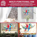 Macaw Bird Stained Glass Suncatcher on Branch 6.4" x 4" Indoor Window Decoration, Ideal Gift for Bird Lovers