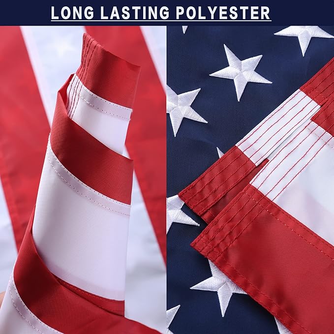 American Flags for Outside 15x25, USA US Flag Heavy Duty Outdoor, Made of 210D Oxford Fabric, Embroidered Stars, Brass Grommets