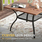 VICLLAX 37.8" Square Outdoor Patio Table, All Weather Metal Outdoor Dining Table for Lawn Garden, Walnut Wood-Like Tabletop