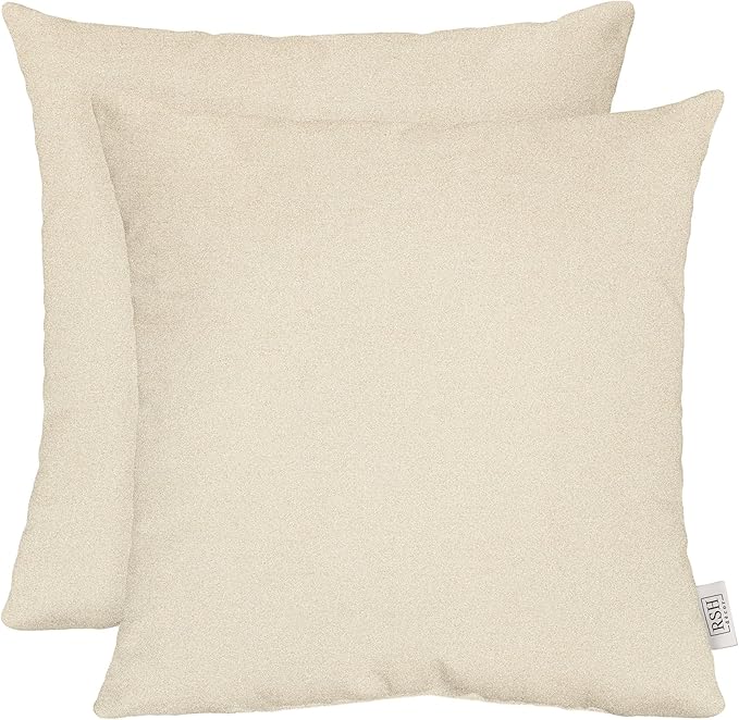 RSH DECOR: Sunbrella Square Throw Pillows Set of 2 | 20" x 20" | Water and Fade-Resistant Performance Fabric | Outdoor Pillow Covers with Down-Alternative Inserts | Made in USA (Cast Pumice Linen)