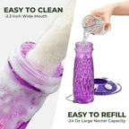 Kingsyard Hummingbird Feeders for Outdoors Hanging, 24 Ounce, Glass Hummingbird Feeder with Ant Moat & 6 Bee Guard Feeding Ports, Leak-Proof, Purple