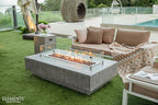 Elementi | Bundle Hampton Gas Fire Pit Cast Concrete 56" Rectangular Fire Table, Outdoor Fire Pit Electronic Ignition | Canvas Cover, Lava Rock Included | Light Gray (Natural Gas)