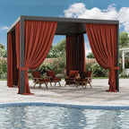 Gazebo Universal Replacement Privacy Curtain,10'×13' Gazebo Outdoor Waterproof Curtains, 4-Panels Sidewall Curtains with Double Zipper for Patio Canopy, Garden and Backyard (Curtain Only)