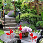 Metal Yard Art Garden Decorative Cute Ant Outdoor Wall Sculptures - Set of 4 Red