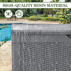 Greesum 100 Gallon Resin Deck Box Large Outdoor Storage, Imitation Rattan Weave Texture for Patio Furniture, Garden Tools, Pool Supplies, Weatherproof and UV Resistant, Lockable, Gray