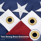 American Flag for Outside 10x15 Ft - TearProof Series Outdoor Use US Flags - Long Lasting, Fade Resistant - Thick Spun Polyester USA Banner - High Wind United States Flag - Embroidered Stars, Sewn Stripes, Brass Grommets