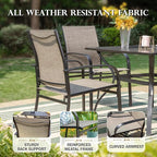 HERA'S HOUSE Patio Dining Chairs Set of 8, 36" Textilene Fabric Outdoor Chair with Wrought Iron Metal Frame Support 350lbs for Lawn Garden Backyard Kitchen, Brown