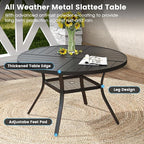 DIFY 5 Pieces Outdoor Patio Dining Set, 4 Brown Textilene Swivel Dining Chairs and 40.6" Black Round Metal Dining Table, Outdoor Table and Chairs