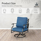 HERA'S HOUSE Outdoor Chairs Set of 2, 2 x Patio Chair with Pacific Blue Cushions, All Weather Outdoor Furniture for Lawn Garden Backyard Deck(Swivel Chairs)