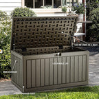 YITAHOME 90 Gallon Double-Wall Deck Box with Side Handles, Outdoor Large Storage for Patio Furniture Cushions, Garden Pool Accessories, Water Resistant & Lockable