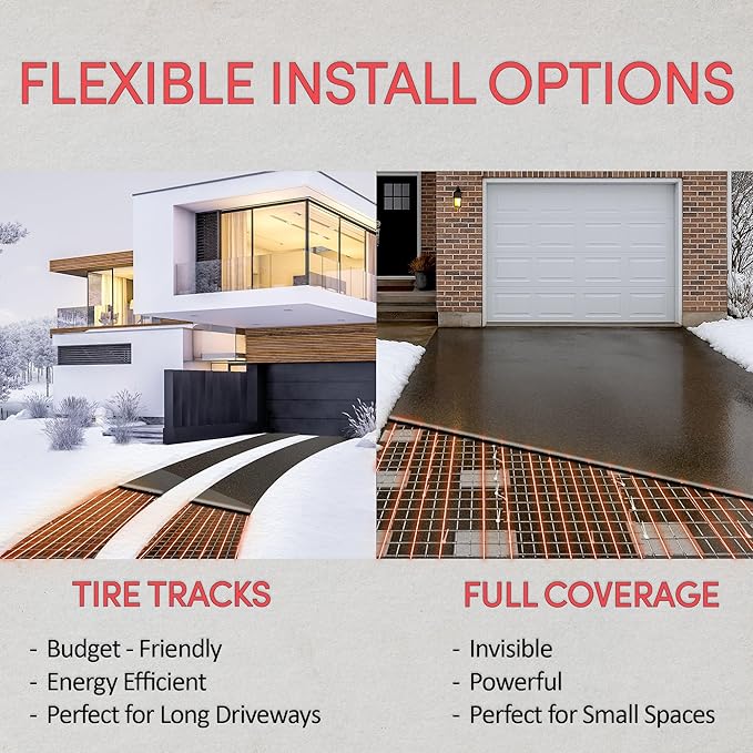 Electric Snow and Ice Melting Underground Cable 171 feet, Covers 57 sqft at up to 38 Watts/sqft, 240V – Radiant Heated Driveways, Walkways, Stairs – Installs Under Concrete, Asphalt, or Pavers