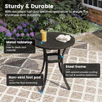 DIFY 27.6" Round Patio Dining Table, Outdoor Bistro Table with Rust Resistant Metal Frame, Ideal for Lawn, Backyard and Deck, Dark Grey