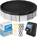 Yankee Diamond Series Pool Covers for Above Ground Pools | All-Weather, Windproof, Light 15ft Round Pool Cover w/ 5 Screw-In Pegs, 5 Ropes | 3 Mounting Methods, Strong Fastenings for Triple Protection