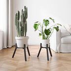 Adjustable Plant Stands Set of 2, Metal Modern Small Plant Holder, Heavy Duty Stable Flower Holder Stand rack for 10-16 Inch Indoor Outdoor Corner Living Room Balcony Office Black PS-007BK-2