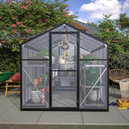 Favfurish 6x10 FT Greenhouses for Outdoors,Heavy Duty Polycarbonate Greenhouse,Lockable Walk-in Green House Sunroom w/ Roof Vent,Aluminum Hot House for Garden Plants Backyard Patio,Black