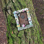 Miniature Fairy Door, Wooden Gnome Door for Trees Wall, Fairy Garden Outdoor Decor Accessories