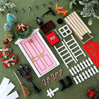 Shappy 39 Pcs Christmas Fairy Door Kit Wooden Elf Fairy Doors Decorations with Accessories Mini Door Tiny Miniature for Christmas Tale DIY Craft Garden Home Party Decoration (Pink)