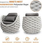 Porch Furniture Chair: Patio Accent Chair Aluminum - Woven Rope Cushioned Armchair Assembled - Modern Lounge Single Chair - All Weather 400lbs for Deck Balcony Yard Garden Hotel Poolside, Gray
