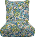 RSH DECOR Deep Seating Cushion with Pillow Back | 23.5” x 25” Seat | Water and Fade-Resistant Spun Fabric | Outdoor Chair Cushion Set for Patio Furniture | Copeland Caribe Blue