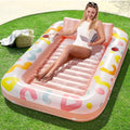 SLOOSH Inflatable Tanning Pool Lounger Float, 70" x 46" Pool Floats Adult with Pillow, 4 in 1 Suntan Tub Raft Floatie,Sunbathing Bed Lounge for Water Blow Up Ball Pit Party Gifts