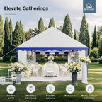 MFSTUDIO 16'x20' Party Tent, Outdoor Heavy Duty Party Tents with Removable Sidewalls, Large Canopy Tent Shelter for Outdoor Events Wedding Birthday, Blue