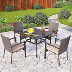 PHI VILLA Outdoor Wicker Chairs Set of 2, Rattan Covered Metal Armchairs with Removable Cushion, Heavy Duty Furniture Set for Patio, Deck, Porch, Yard