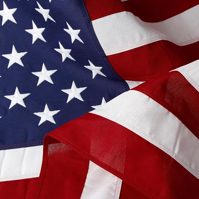 4x6 FT American Flags for Outdoor,Super Tough Spun Polyester & Long Lasting Nylon USA Flag Embroidered Stars, Sewn Stripes, Brass Grommets UV Protection Outdoor High Wind & All Weather USA Flag