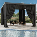 Gazebo Universal Replacement Privacy Curtain,12'×14' Gazebo Outdoor Waterproof Curtains, 4-Panels Sidewall Curtains with Double Zipper for Patio Canopy, Garden and Backyard (Curtain Only)