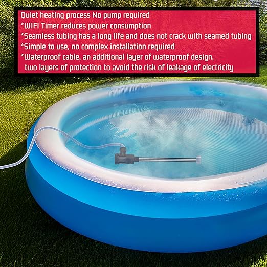 240V 3500W Immersion Water Heater for Pool & Hot Tub – Portable Electric Submersible Heater with Temp Control, Auto Shut-Off and WiFi Timer for Baptistry, Above Ground Pool and Bathtub