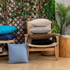 Kevin Textile Pack of 2 Decorative Outdoor Waterproof Throw Pillow Covers Checkered Pillowcases Classic Cushion Cases for Patio Couch Bench 16 x 16 Inch Black