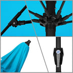 California Umbrella 9' Rd Sunbrella Aluminum Patio Umbrella, Crank Lift, Auto Tilt, Bronze Pole, Canvas Cyan Fabric