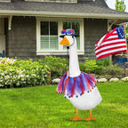 Independence Day Goose Outfit, 2 Pcs Set Hat and Tulle Ballet Skirt for 23" 17" Cement Statue Lawn Goose Clothes Costumes 4th of July Goose Outfit for Party Outdoor Patio Yard Lawn Decor