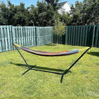 SZHLUX Double Hammocks with Stand for Outside 450lb Capacity Steel Stand, Premium Carry Bag Included and Two Anti Roll Balance Beam