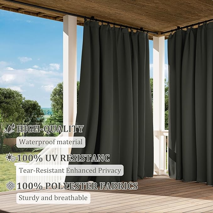 Gazebo Universal Replacement Privacy Curtain,10'×13' Gazebo Outdoor Waterproof Curtains, 4-Panels Sidewall Curtains with Double Zipper for Patio Canopy, Garden and Backyard (Curtain Only)
