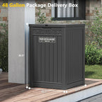 Package Delivery Box for Outside, 48 Gallon Storage with Lockable Secure, Large Double Wall Resin Outdoor Package Delivery Waterproof Deck