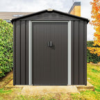 JYQAQA 6x4 FT Outdoor Garden Storage Shed,Waterproof Metal Garden Sheds with Lockable Double Door,Weather Resistant Steel Tool Storage House Shed forPatio,Lawn Gray