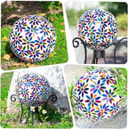 VCUTEKA Gazing Ball, Glass Mosaic Gazing Balls Sphere for Garden Lawn Outdoor Ornament Yard Decorative, 10-Inch, Multicolor
