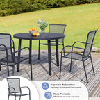 Outdoor Metal Patio Chairs Set of 2, Stackable Iron Mesh Dining Chairs with Armrests, All-Weather Bistro Chairs for Garden, Backyard, Porch, or Balcony