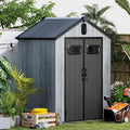 6X4FT Outdoor Resin Storage Shed, Waterproof Plastic Garden Shed with Lockable Door, Windows & Vents, Outside Storage Tool Shed for Patio Furniture, Lawn Mower, Bike