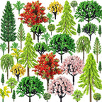38PCS Mini Model Miniature Trees, Mixed Model Colourful Trees Building Train Scenery Architecture Fake Trees for DIY Crafts, Building Model, Scenery Landscape