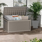 320 Gallon Lockable Resin Deck Box, Waterproof & UV-Resistant Outdoor Storage Box for Outdoor Cushion Storage, Garden Tools & Pool Accessories Storage, Gray